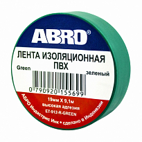ABRO изолента зеленая 9,1м ET-912-18-10-GRN-RW 10шт /500шт.